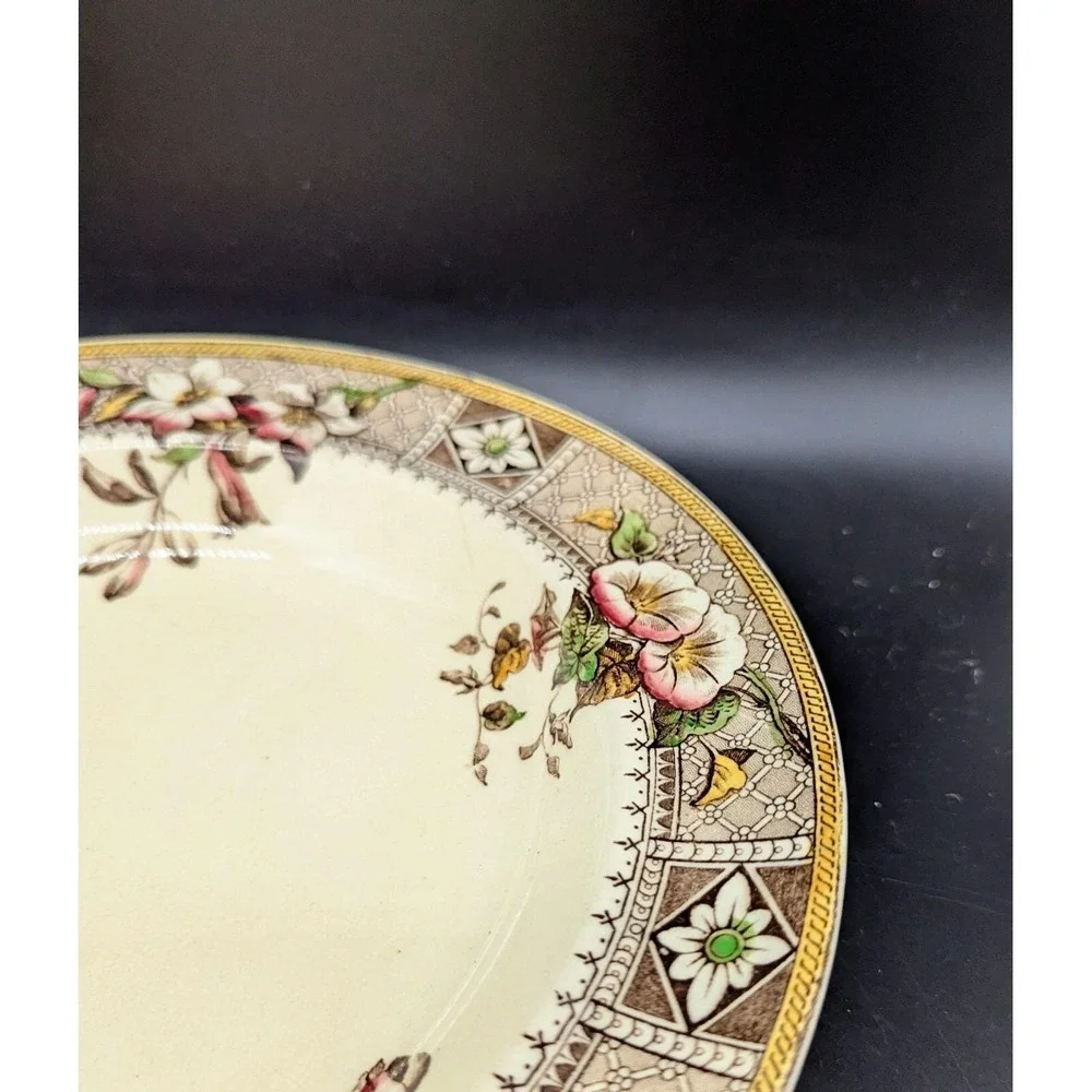 Antique Aesthetic Period Brown Transferware 10.5
